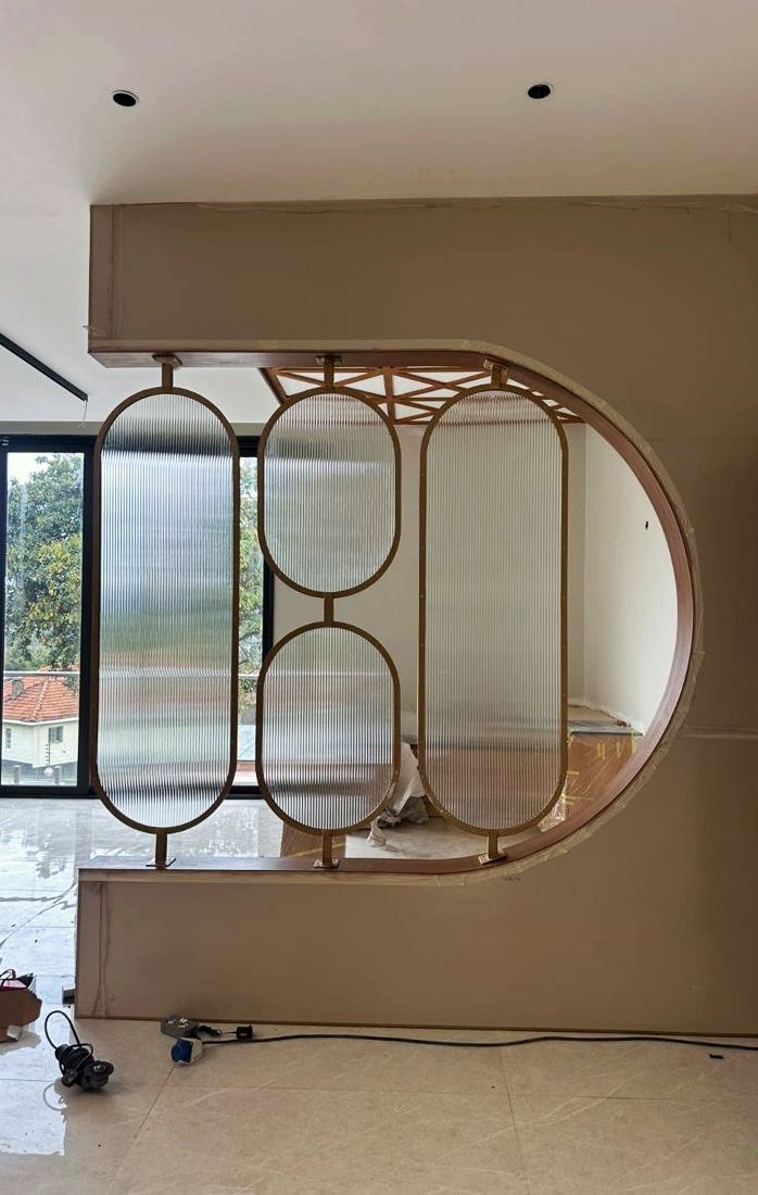 Brass steel arched partition